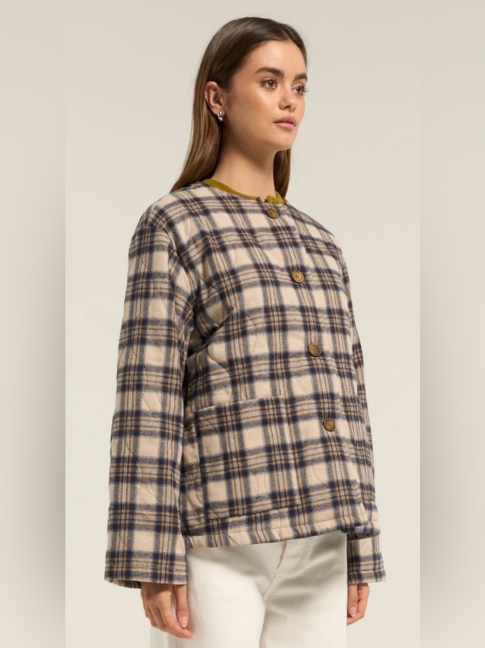 Yumi Row Women's Silverstone Plaid Quilted Jacket